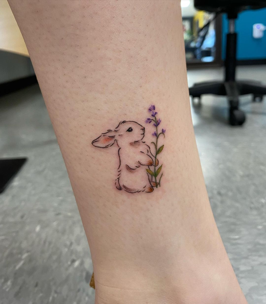 bunny tattoo in the leg