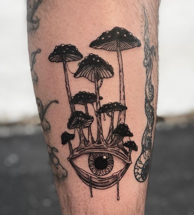 eye mushroom tattoo