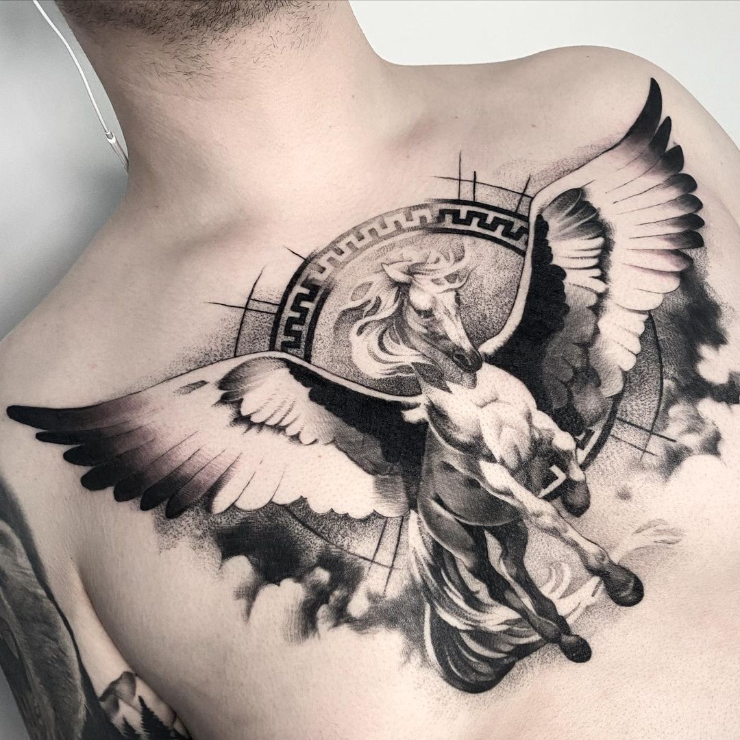 pegasus chest tattoo