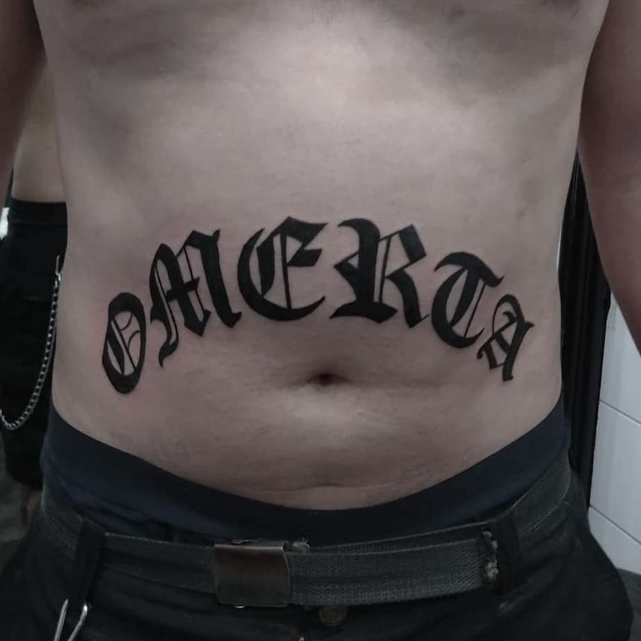 big Omerta belly tattoo