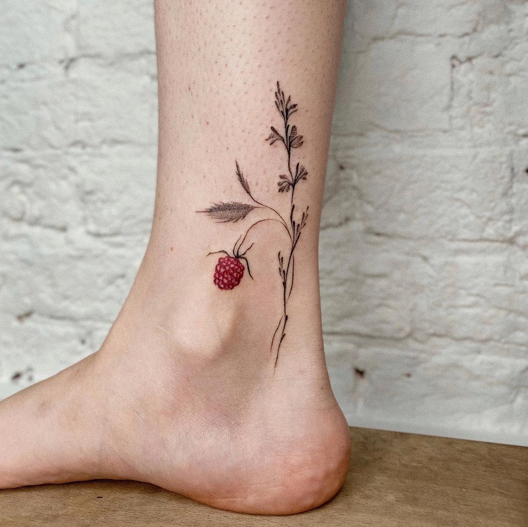 Raspberry ancle tattoo