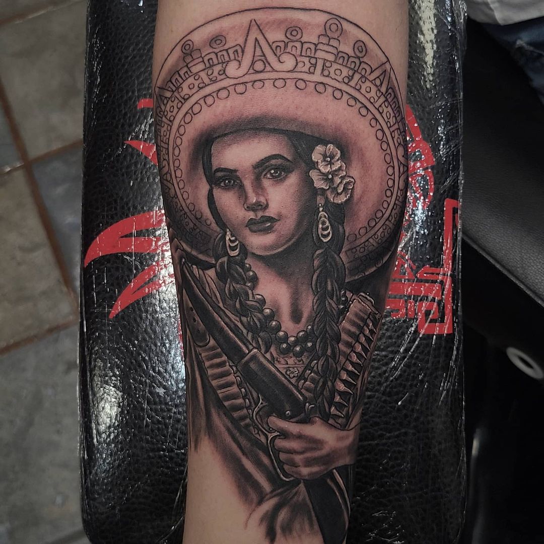 Charra Action with a Dia De Los Muertos Face Bookings 7143104438 or  Gfellastattooyahoocom  By Steve Soto Tattoo Art Co  Facebook