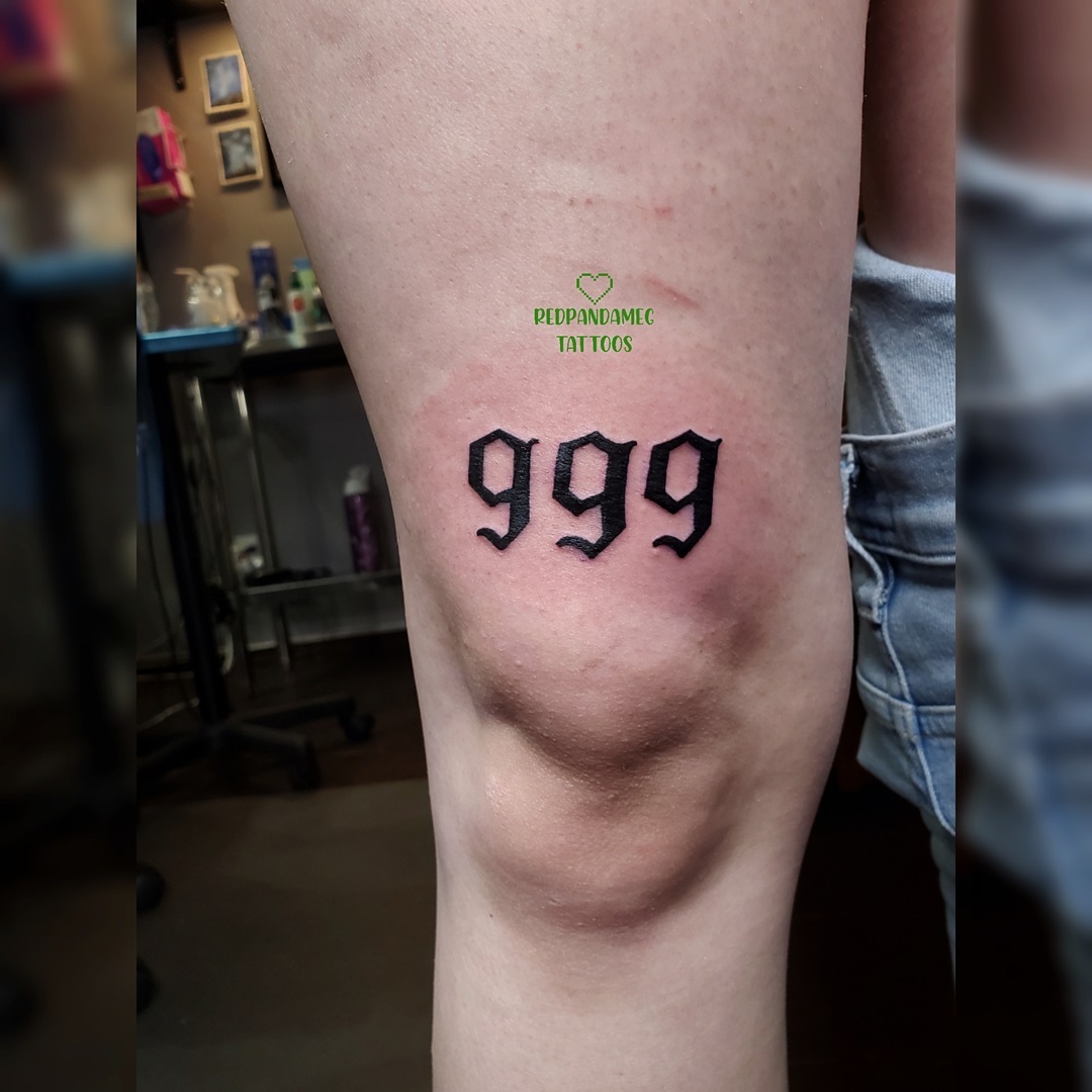 999 leg tattoo