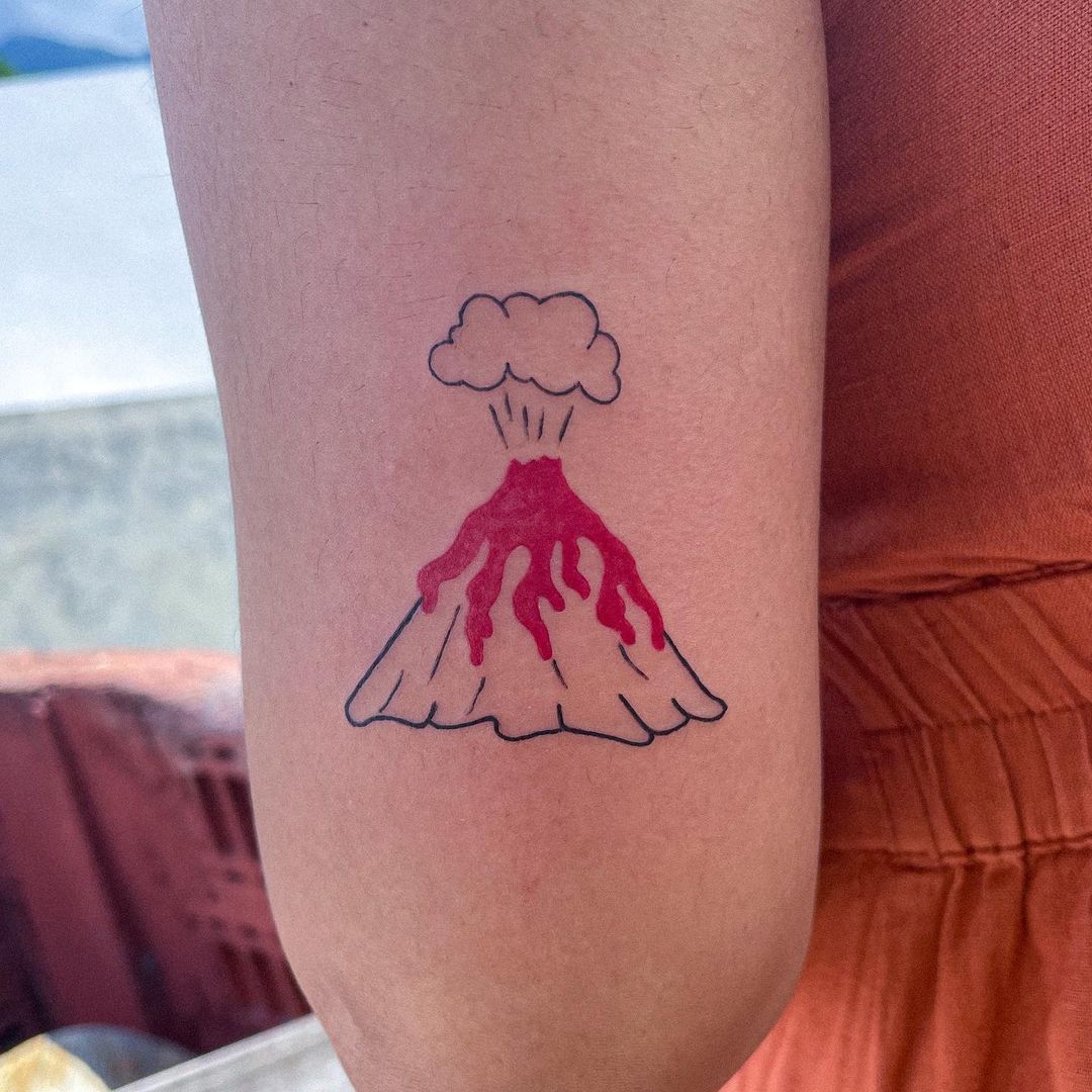 Volcano arm tattoo