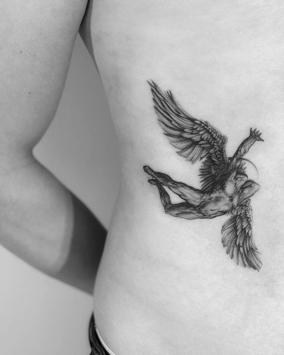 Icarus back tattoo