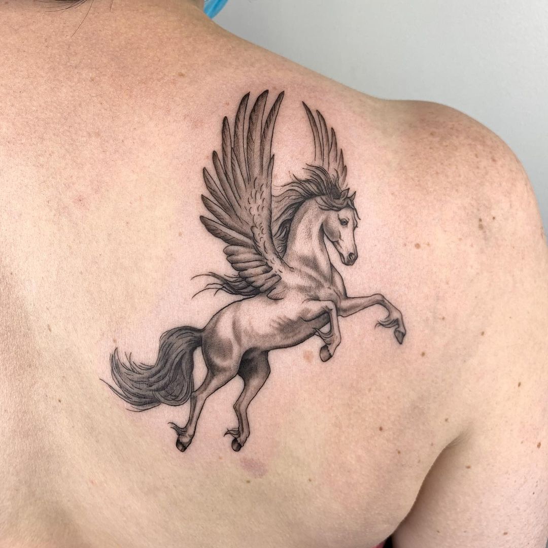Pegasus back tattoo