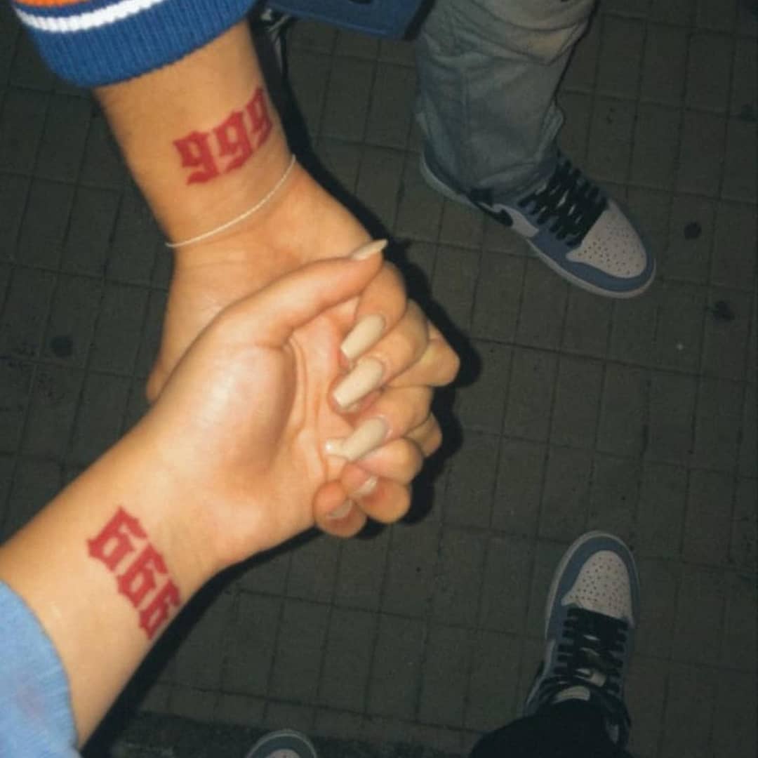 999 wrist couple tattoo