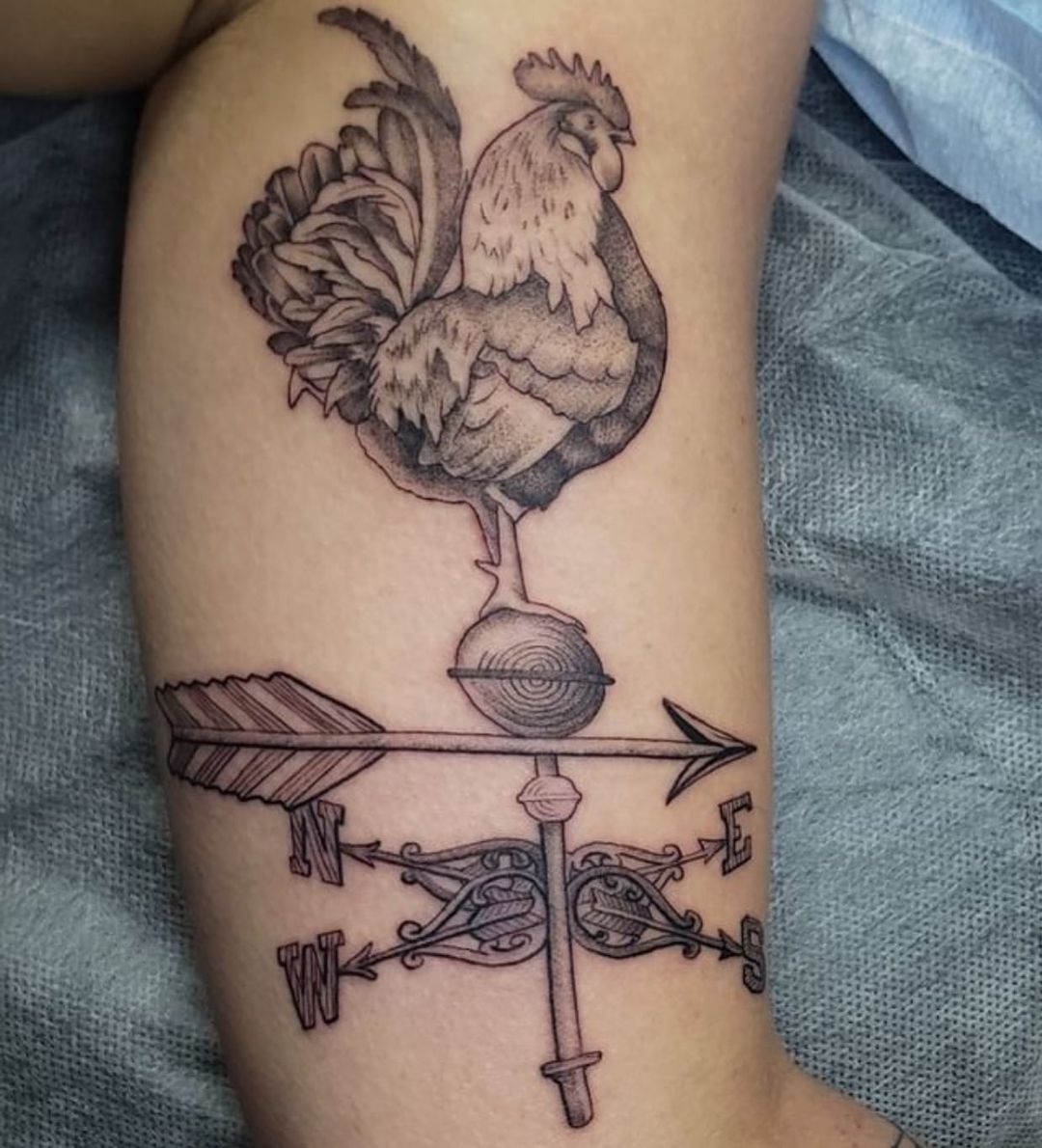 Weathervane leg tattoo