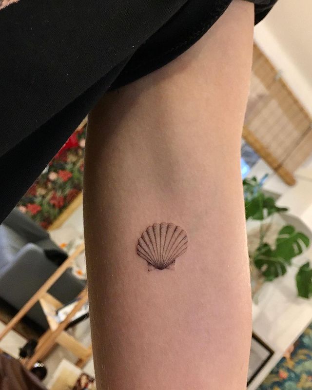 Seashell arm tattoo