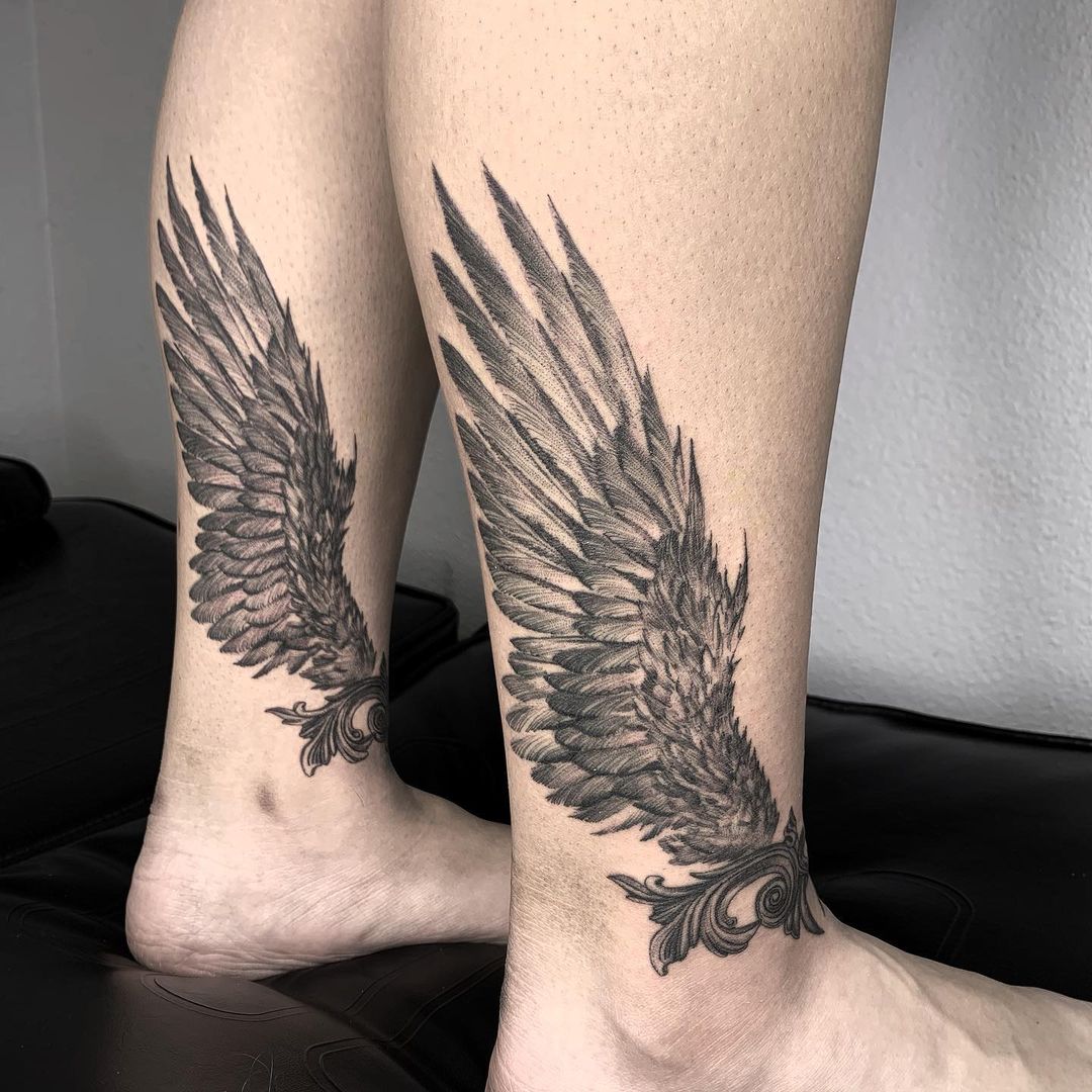 Hermes wings ankle tattoo