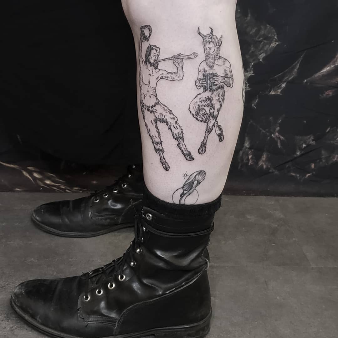 Satyr leg tattoo