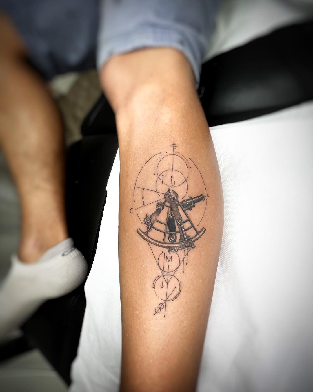 sextant leg tattoo