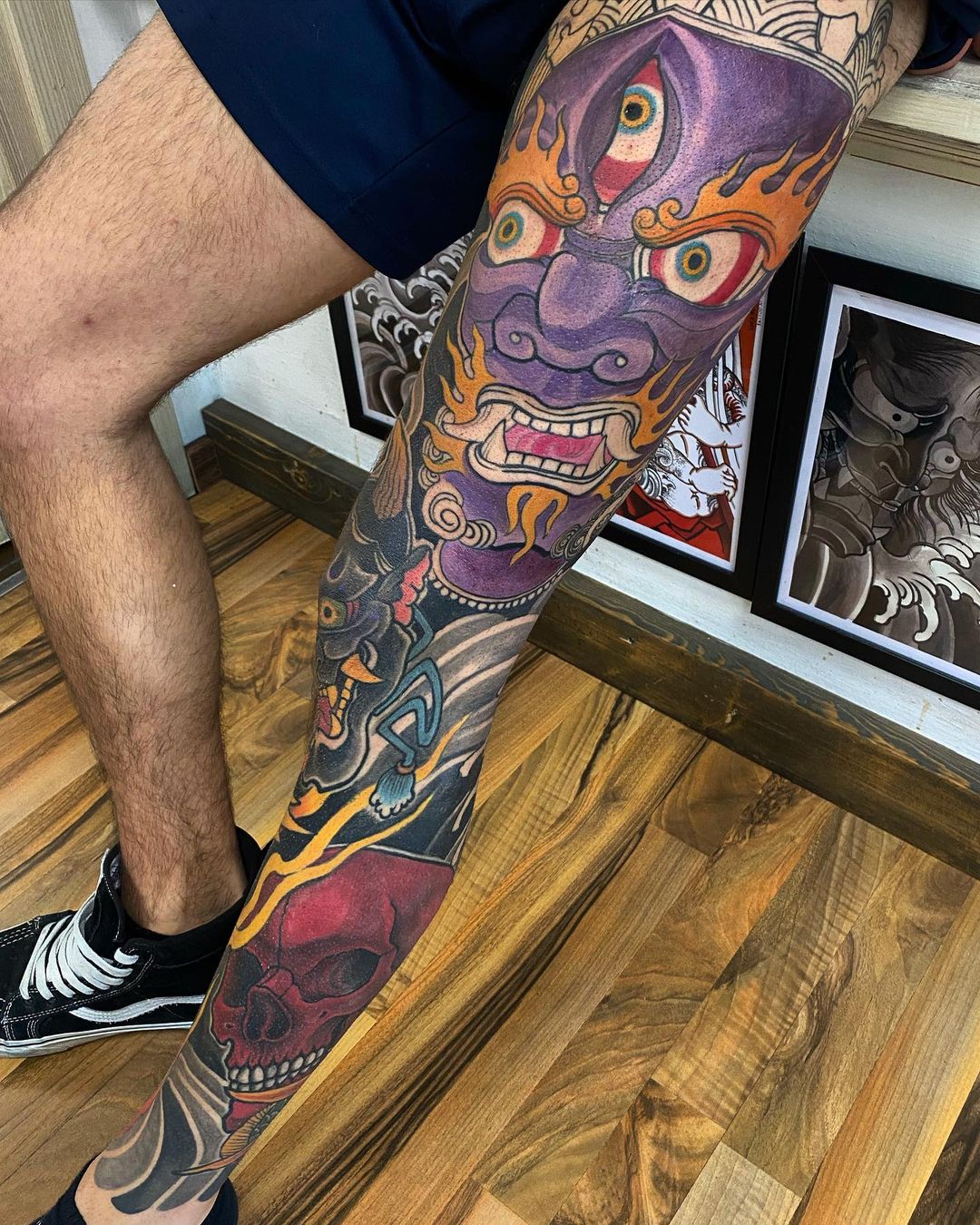 Mahakala leg tattoo