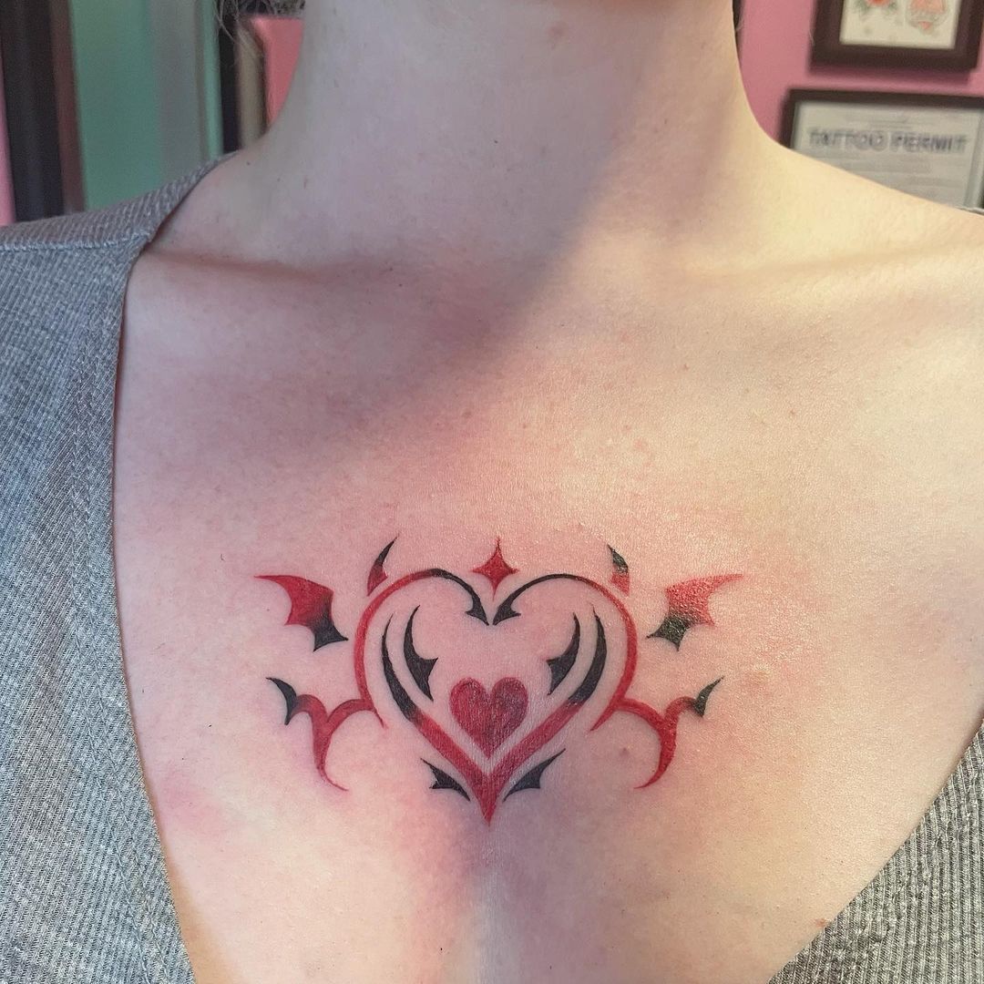 Succubus chest tattoo