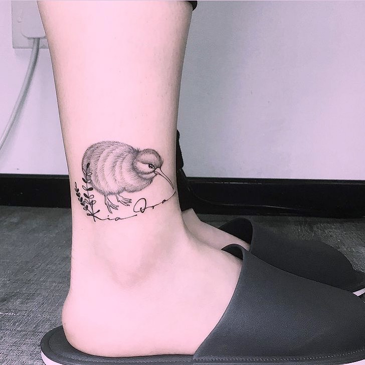 kiwi bird ankle tattoo