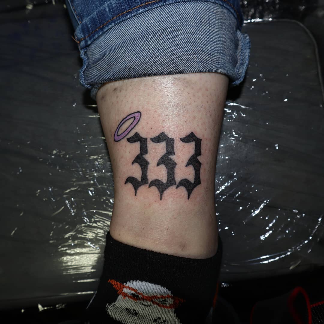 333 leg tattoo