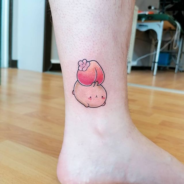 cute peach ancle tattoo