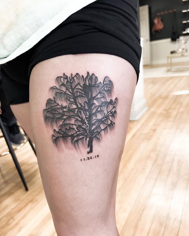 willow tree leg tattoo