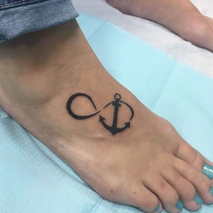 Infinity Anchor foot Tattoo 