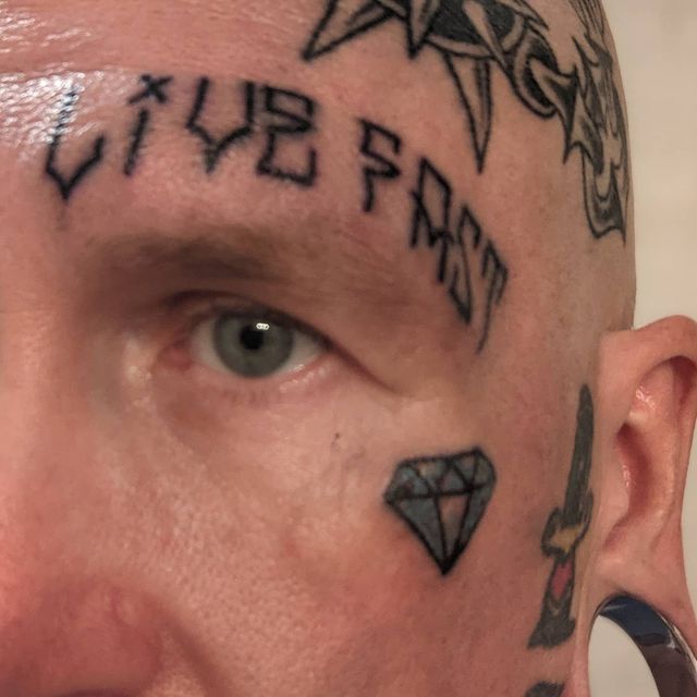Diamond tattoo under the eye