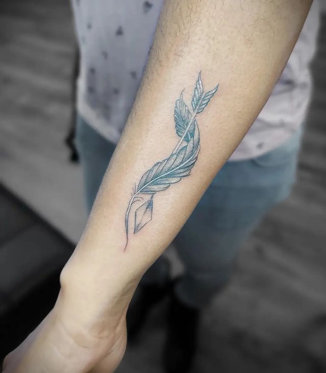 Feather Arrow arm Tattoo
