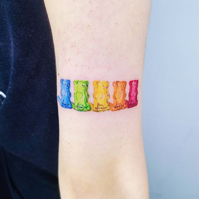 colorful Gummy bear tattoo