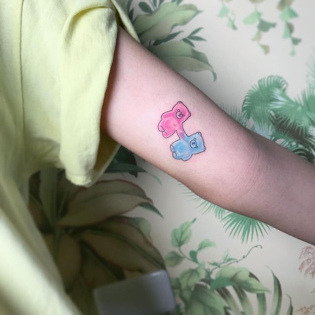 gummy bear arm tattoo