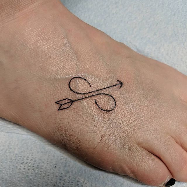 Infinity Arrow foot Tattoo 