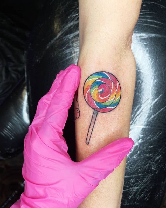 rainbow lollipop tattoo