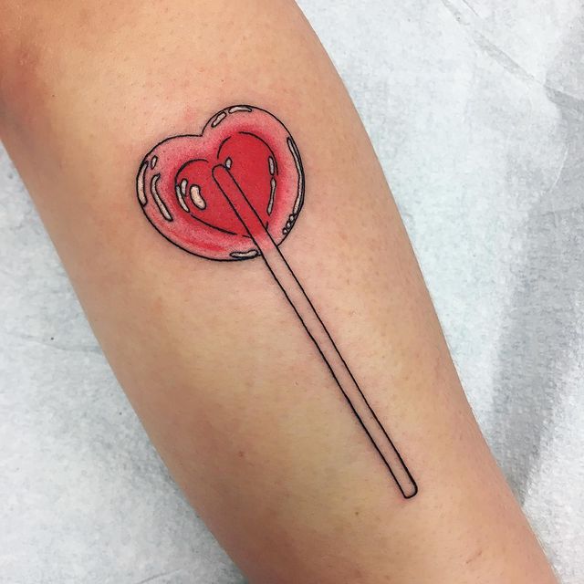 heart shaped lollipop tattoo