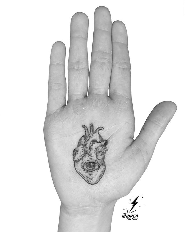 Heart With An Eye hand Tattoo 