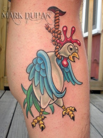 hung rooster tattoo