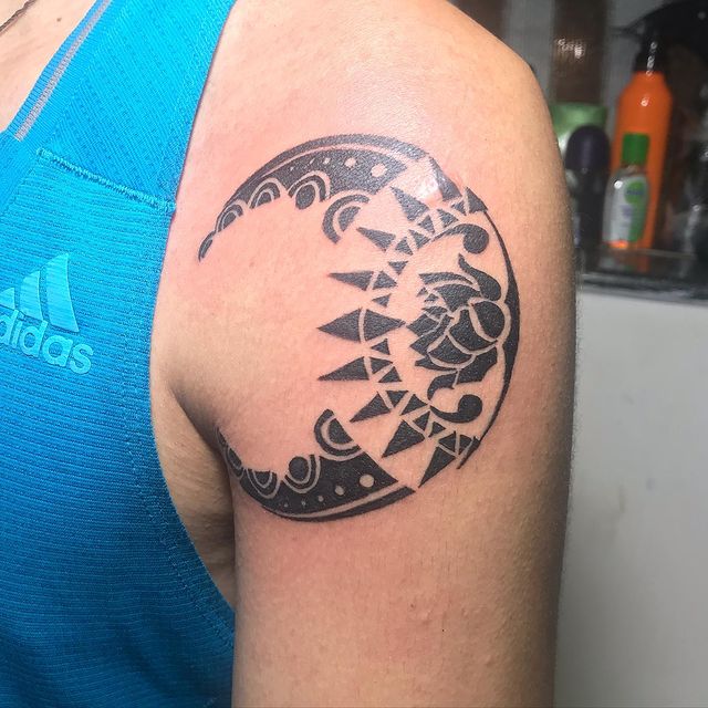 lotus moon shoulder tattoo