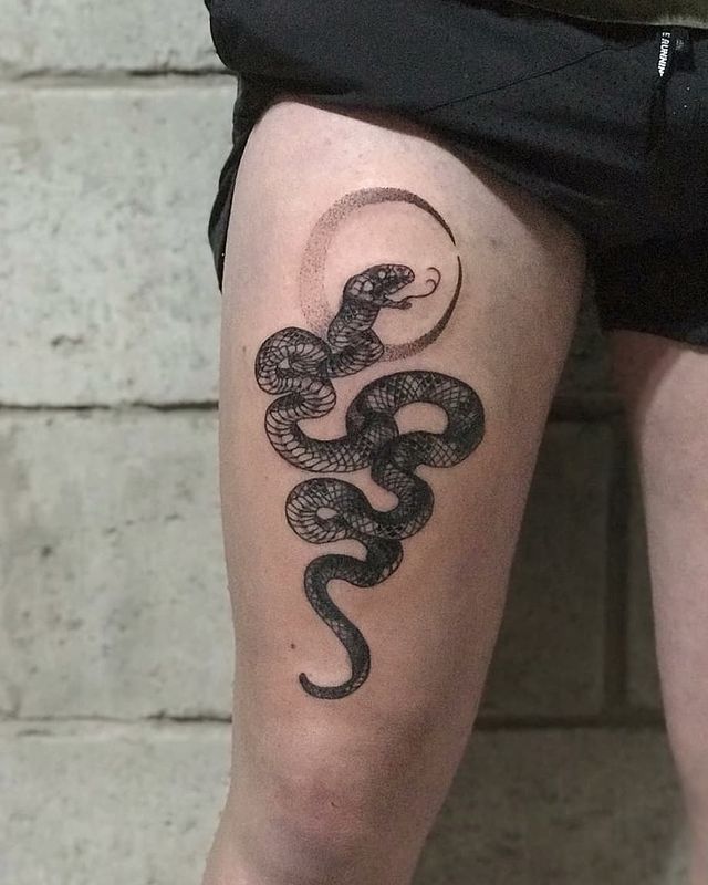 Snake Moon Tattoo