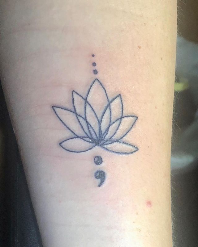Lotus and Semicolon Tattoo