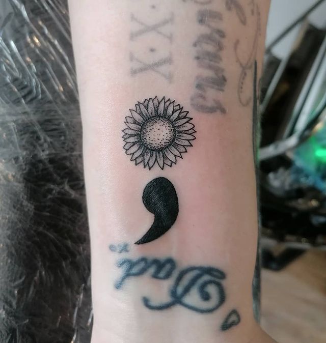 Sunflower Semicolon arm Tattoo