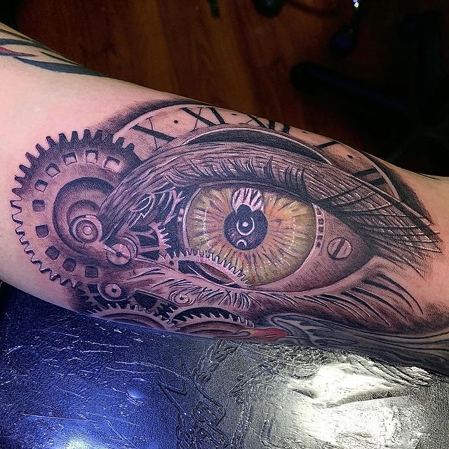 eye clock tattoo