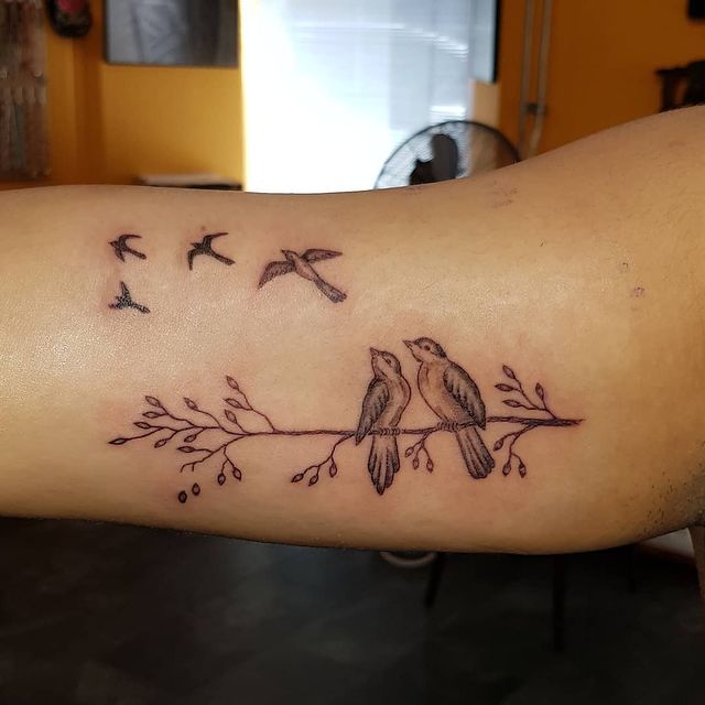 Birds On Branch Tattoo
