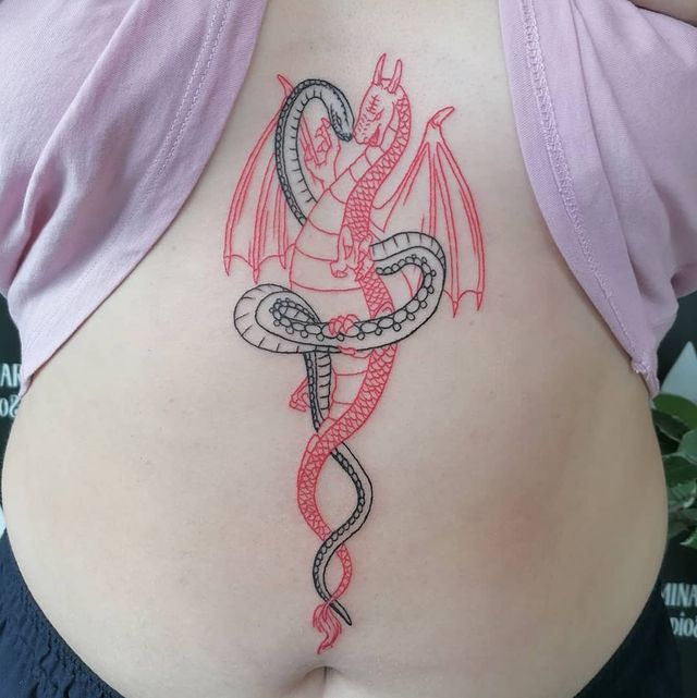 Snake and Dragon tattoo
