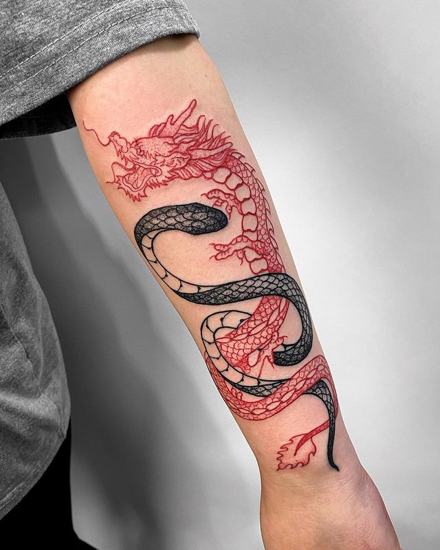Snake and Dragon tattoo