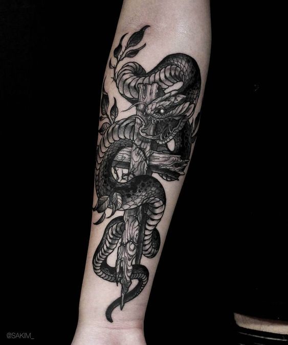 snake cross tattoo
