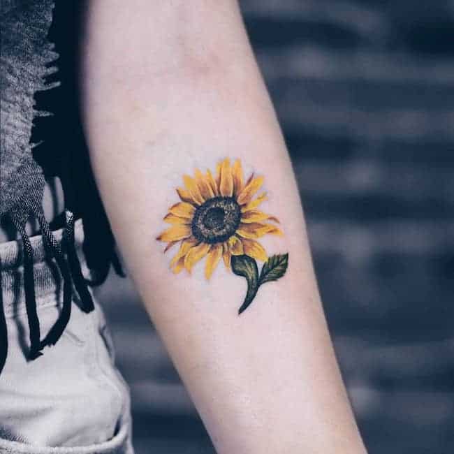 Sunflower semicolon shaped tattoos