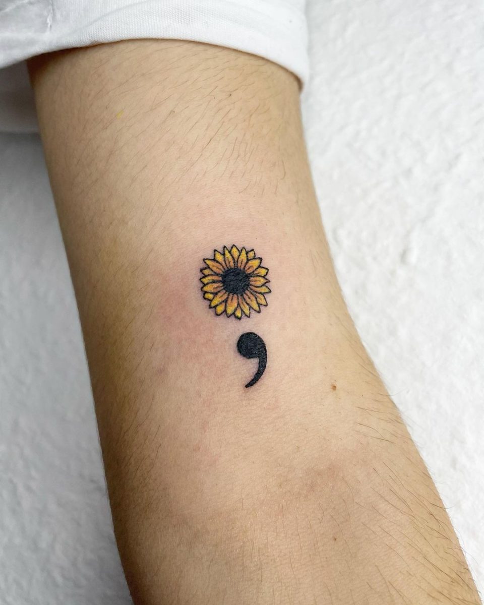 Sunflower Semicolon Tattoo