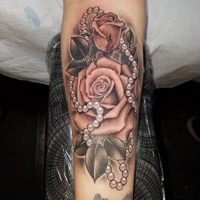 Rose with a Pearl Tattoo