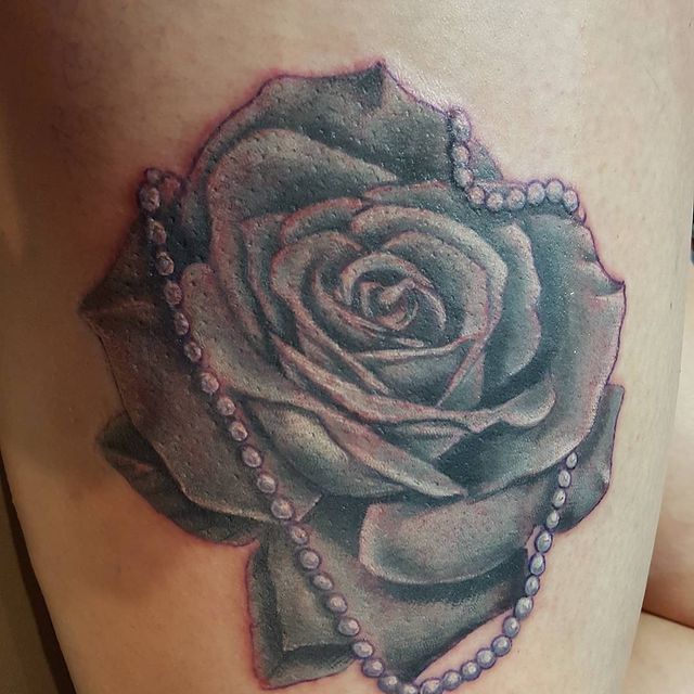 Rose with a Pearl Tattoo