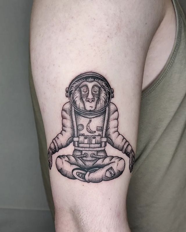 astronaute monkey tattoo