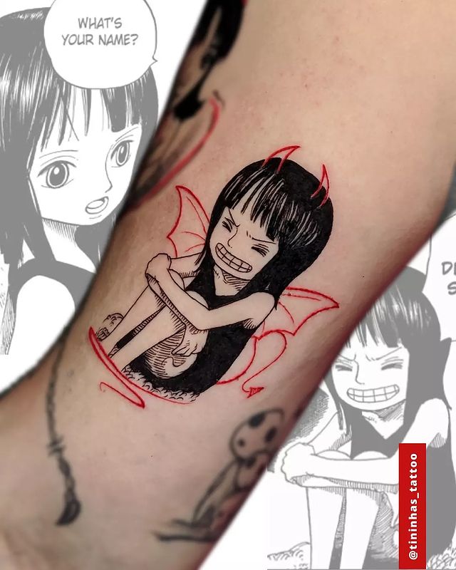Nico Robin devil transformation on a tattoo