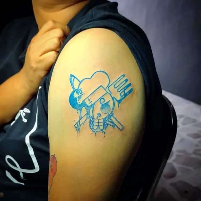 Blue Sanji Jolly Roger tattoo